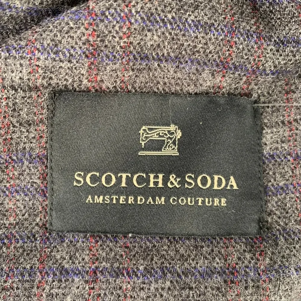 SCOTCH AND SODA Grey Navy Stripe Wool Blend Woven Scarf
